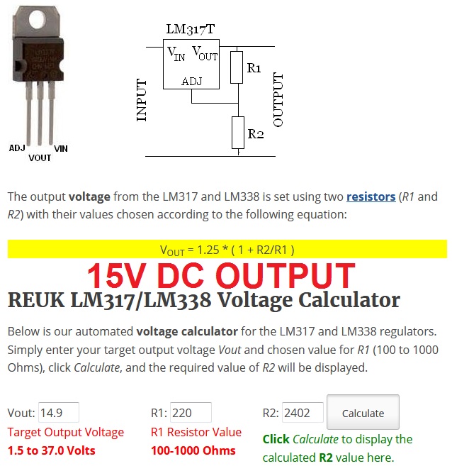 Lm317 Resistor Chart