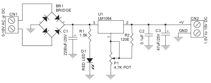 1.2V To 15V Adjustable Power Supply Using LM1084-ADJ (2)