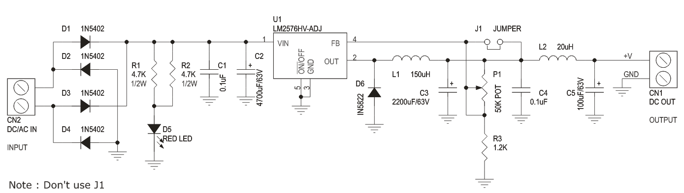 1.2V to 57V 3Amps Output Adjustable Power Supply Using LM2576HV-ADJ (3)