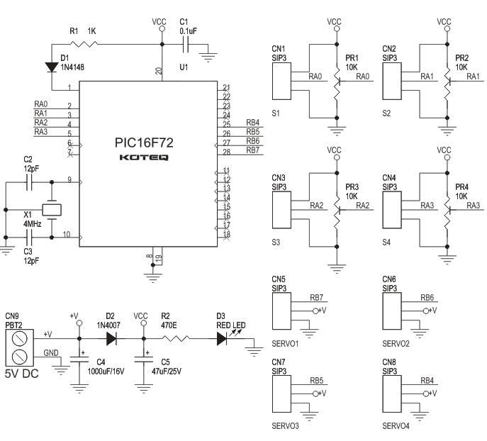 4 CHANNEL RC SERVO DRIVER USING PIC MICRO-CONTROLLER AND PRESETS (3)