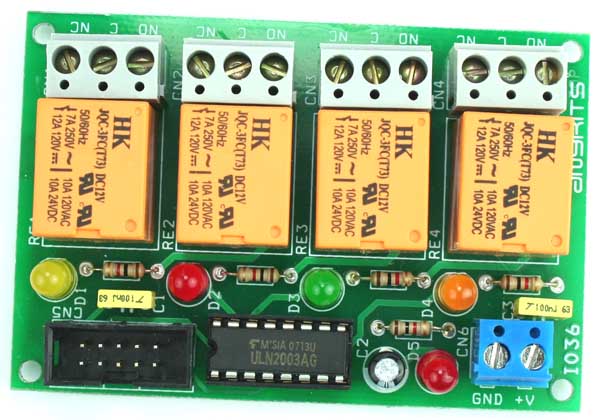 4 CHANNEL RELAY BOARD USING ULN2003 AND BOX HEADER FOR MICRO-CONTROLLER DEVELOPMENT BOARDS (1)
