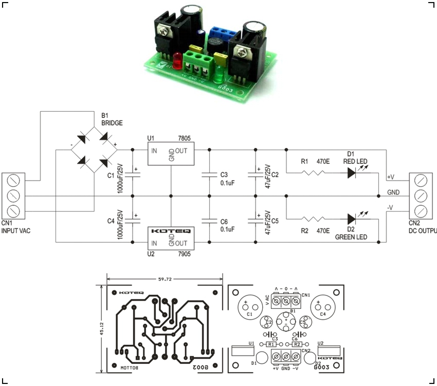 5V DUAL POWER SUPPLY SCHEMATIC
