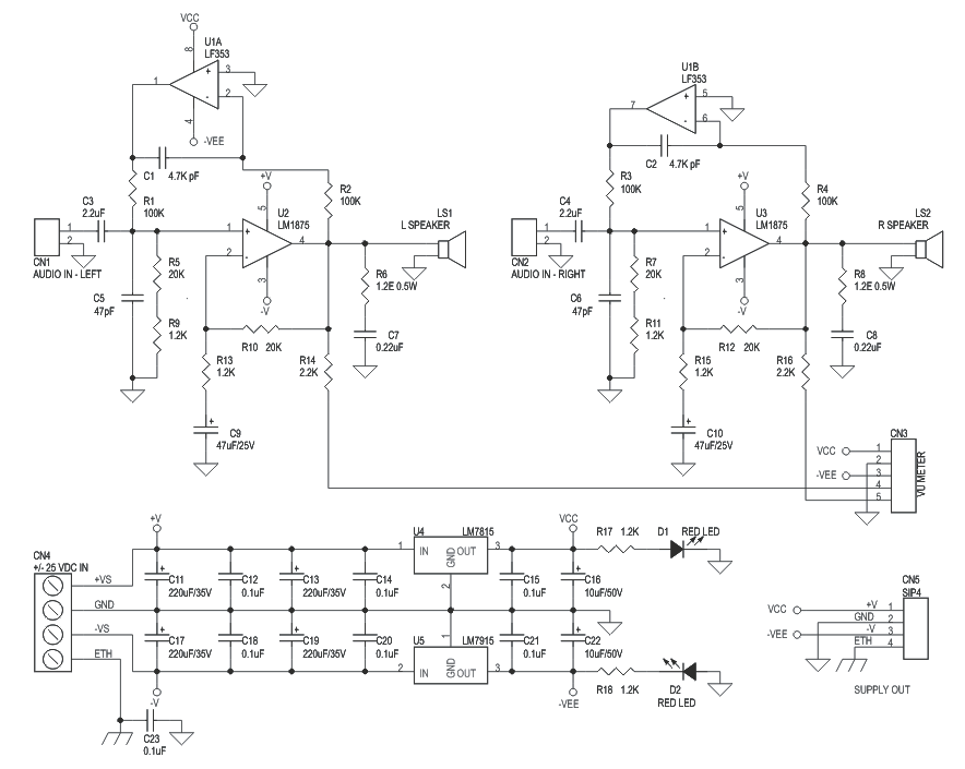 20W Proffesional Audio Amplifier Using LM1875 (3)