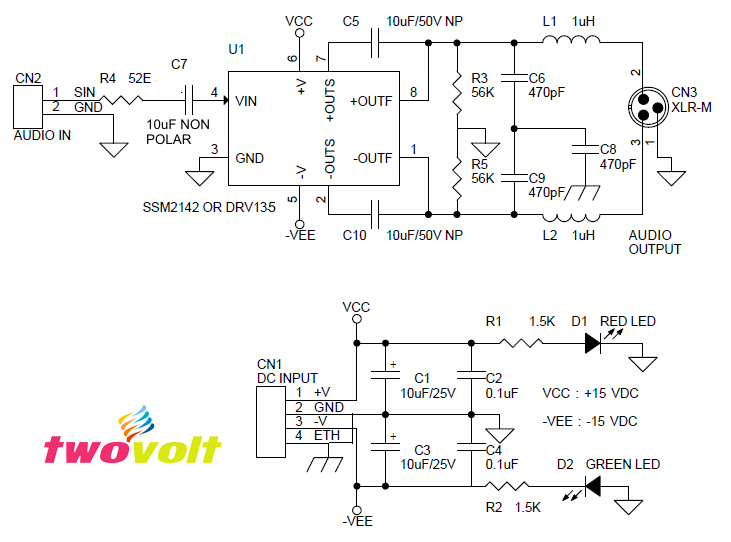 2 Channel DRV134 Matched Input Amplifier Unbalanced to Balance Converter Board 